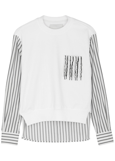 3.1 Phillip Lim / フィリップ リム Women's Striped Fringe Pocket Combo Sweatshirt In White