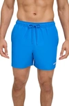 Shop Calvin Klein Modern Euro Upf 40+ Swim Trunks In Blue