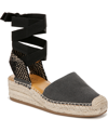 Franco Sarto Britney Ankle Wrap Espadrille Sandal In Black Fabric