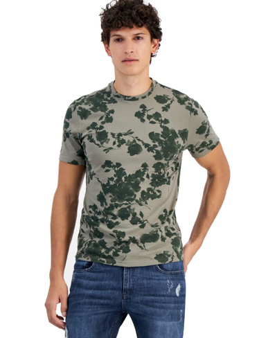 Inc International Concepts Men's Watercolor Floral T-shirt, Created For Macy's In Green Tea Leaf