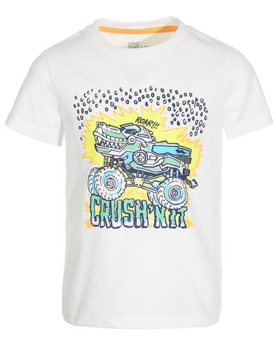 Epic Threads Kids' Little Boys Dino Truck Graphic T-shirt, Created For Macy's In Angel White