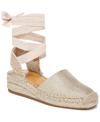 Franco Sarto Britney Ankle Wrap Espadrille Sandal In Platino Beige Fabric