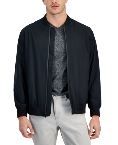 Alfani Men's Regular-fit Water-resistant Full-zip Bomber Jacket, Created For Macy's In Deep Black