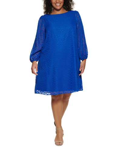 Jessica Howard Plus Size Clip-dot A-line Dress In Royal