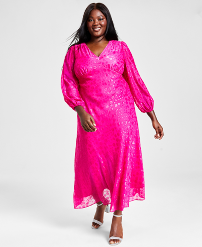 Taylor Plus Size Clip-dot A-line Maxi Dress In Pinkolious