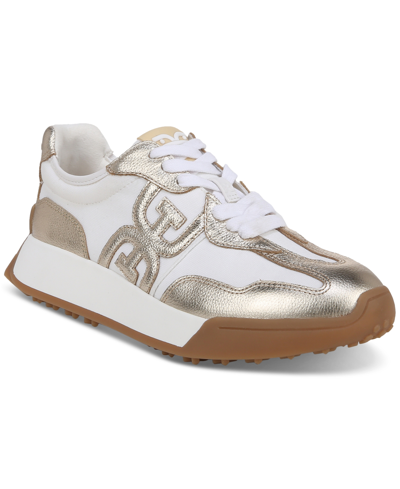 Sam Edelman Women's Langley Emblem Lace-up Trainer Sneakers In Off White,molten Gold