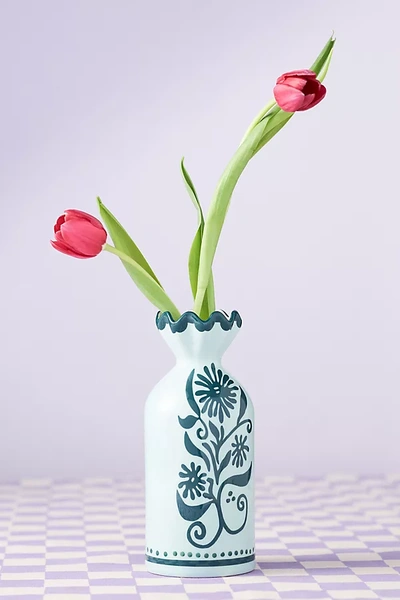 Vaisselle For Anthropologie Ceramic Love Vase In Green