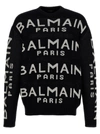 BALMAIN ALL-OVER LOGO SWEATER SWEATER, CARDIGANS WHITE/BLACK