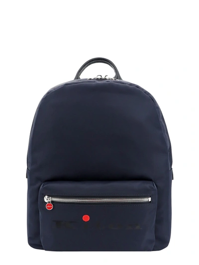 Kiton Nylon And Leather Backpack With Logo Print