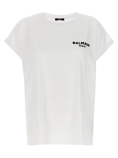 Balmain Flocked Logo T-shirt White/black