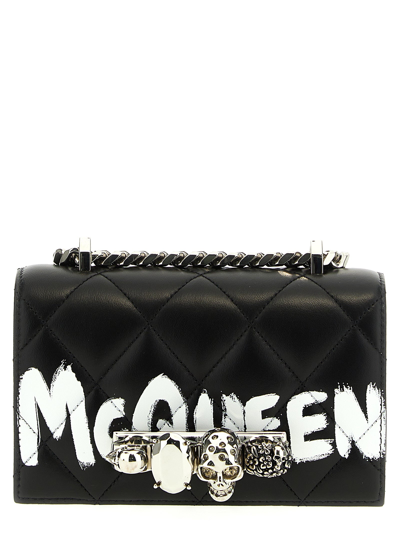 Alexander Mcqueen Mini Jewelled Satchel Crossbody Bags White/black