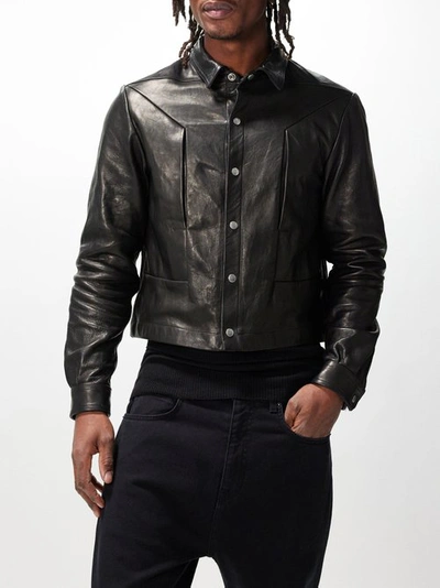 Rick Owens Men's Alice Nappa Leather Cropped Blouson Jacket In Black