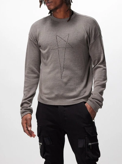 Rick Owens Penta Pointelle-knit Wool Jumper In Grey