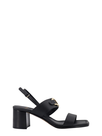 Ferragamo Gancini-plaque Leather Sandals In Black