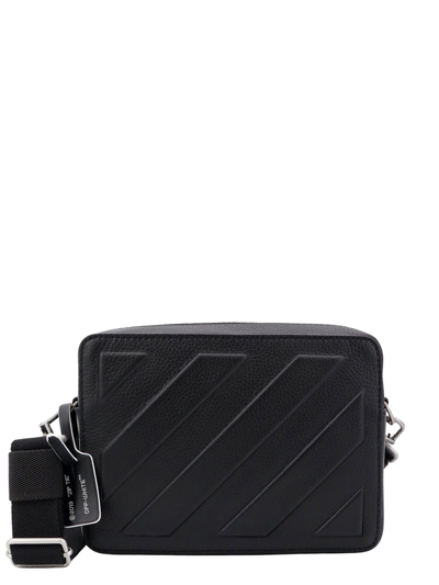 Off-white Leather Shoulder Bag With Frontal Metal Logo