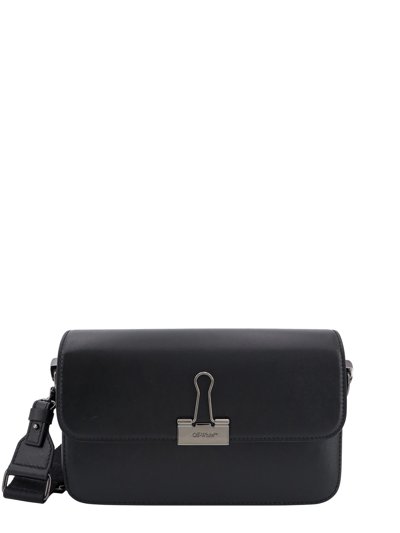 Off-white Plain Binder Shoulder Bag In Black