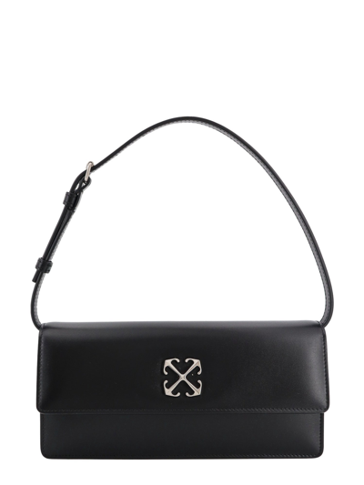 Off-white Leather Shoulder Bag With Metal Arrow Logo