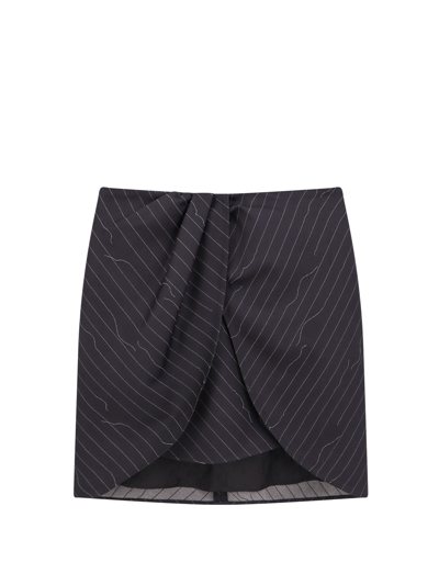 OFF-WHITE WOOL BLEND SKIRT WITH REVISITED PINSTRIPED MOTIF