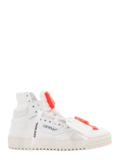 OFF-WHITE LEATHER AND CANVAS SNEAKERS WITH ICONIC ZIP TIE