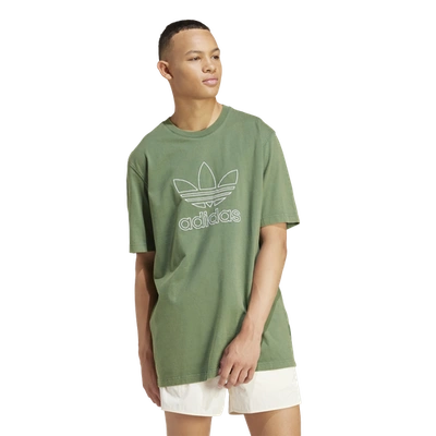 Adidas Originals Mens  Adicolor Outline Trefoil T-shirt In Green Oxide