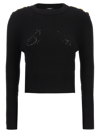 Balmain Black Crewneck Sweater In Black