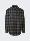 1989 Studio Plaid Shirt Logo Chest Pockets In Grey Checkered