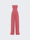 Alex Perry Stretch Crepe Strapless Straight-leg Jumpsuit In Garnet Rose