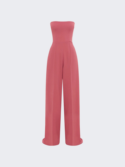 Alex Perry Stretch Crepe Strapless Straight-leg Jumpsuit In Garnet Rose