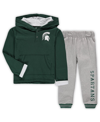 COLOSSEUM TODDLER BOYS COLOSSEUM GREEN AND HEATHERED GRAY MICHIGAN STATE SPARTANS POPPIES HOODIE AND SWEATPANT
