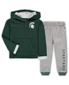Colosseum Toddler Boys  Green And Heathered Gray Michigan State Spartans Poppies Hoodie And Sweatpant In Green,heathered Gray