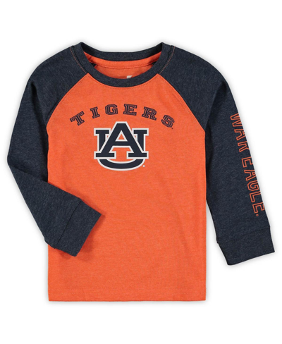 Colosseum Babies' Toddler Boys And Girls  Heathered Orange Auburn Tigers Long Sleeve Raglan T-shirt