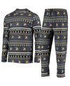 Concepts Sport Black Army Black Knights Ugly Sweater Knit Long Sleeve Top And Pant Set In Black