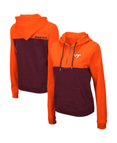 Colosseum Orange/maroon Virginia Tech Hokies Aidan Lightweight Half-zip Hoodie In Orange,maroon