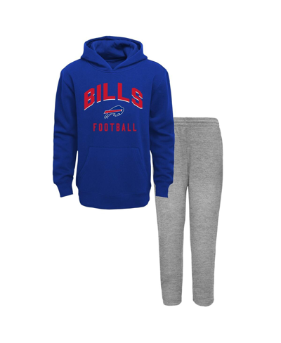OUTERSTUFF TODDLER BOYS AND GIRLS ROYAL, HEATHER GRAY BUFFALO BILLS PLAY BY PLAY PULLOVER HOODIE AND PANTS SET