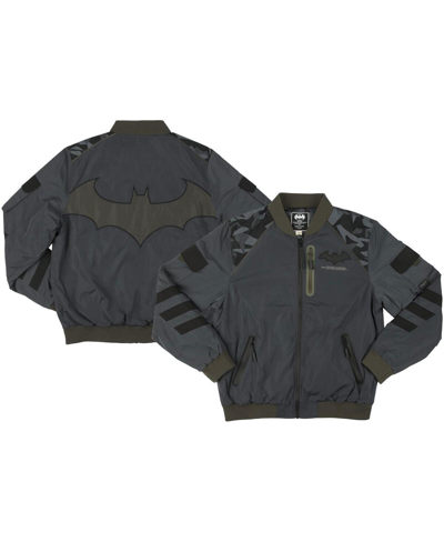 Heroes & Villains Men's Gray Batman Tactical Full-zip Bomber Jacket