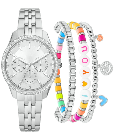 Jessica Carlyle Women's Silver-tone Bracelet Watch 37mm Gift Set