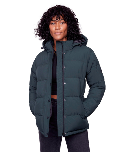 Alpine North Forillon | Women's Vegan Down (recycled) Short Quilted Puffer Jacket, Deep Green In Blue