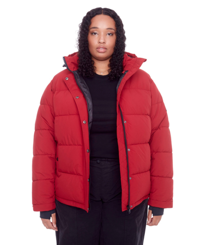 Alpine North Forillon Plus | Women's Vegan Down (recycled) Short Quilted Puffer Jacket, Deep Red (plus Size)