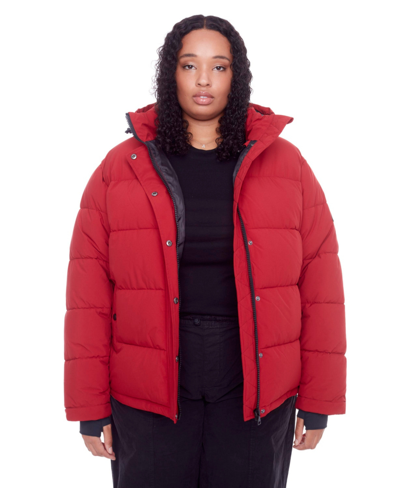 Alpine North Forillon Plus Women's Vegan Down (recycled) Short Quilted Puffer Jacket (plus Size) In Deep Red