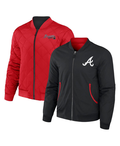 Fanatics Men's Darius Rucker Collection By  Black, Red Atlanta Braves Reversible Full-zip Bomber Jack In Black,red