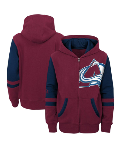Outerstuff Kids' Big Boys Burgundy Colorado Avalanche Face Off Color Block Full-zip Hoodie