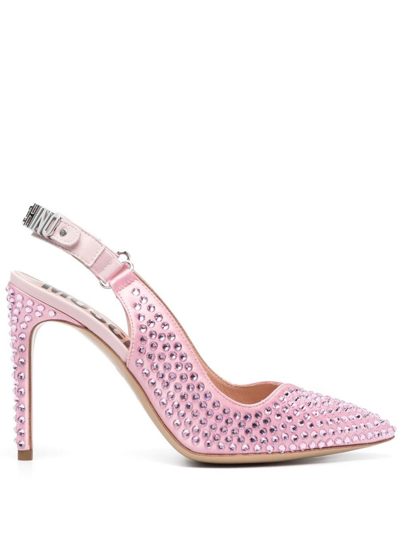 Moschino 105mm Crystal-embellished Pumps In Purple