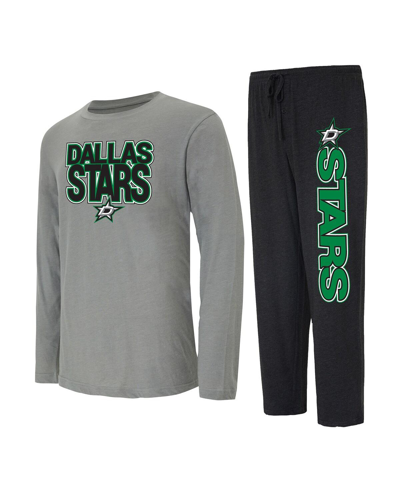 Concepts Sport Men's  Black, Gray Dallas Stars Meter Long Sleeve T-shirt And Pants Sleep Set In Black,gray