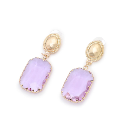 Sohi Women's Purple Stone Drop Earrings