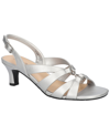 Easy Street Zazie Womens Comfort Insole Faux Leather Kitten Heels In Silver
