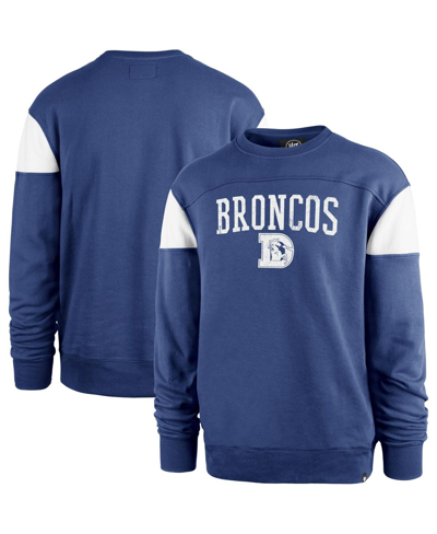 47 Brand Men's ' Blue Distressed Denver Broncos Groundbreaker Onset Pullover Sweatshirt