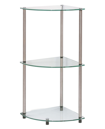 Convenience Concepts 13.75" Glass Designs2go Classic 3 Tier Corner Shelf