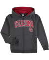 Colosseum Youth Boys Charcoal Oklahoma Sooners Applique Arch And Logo Full-zip Hoodie In Charcoal