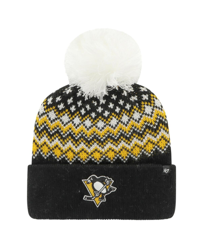47 Brand Women's ' Black Pittsburgh Penguins Elsaâ Cuffed Knit Hat With Pom