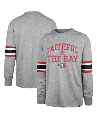 47 Brand Men's ' Gray Distressed San Francisco 49ers Faithful To The Bay Cover Two Brex Long Sleeve T